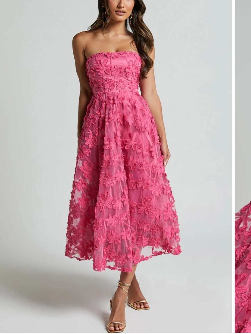 Angel Biba Showpo Hot Pink Floral Lace Midi Dress Size XS New